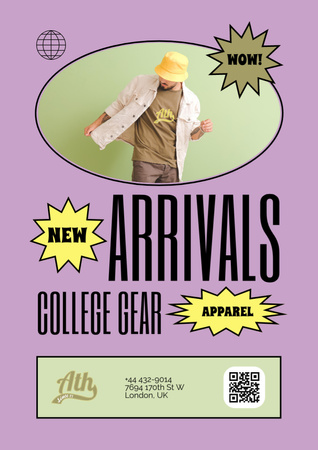 Ontwerpsjabloon van Poster A3 van New Arrivals of College Apparel and Merchandise