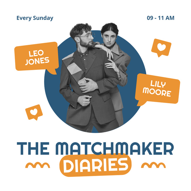 Template di design Episode Topic about Matchmaker Diaries Podcast Cover