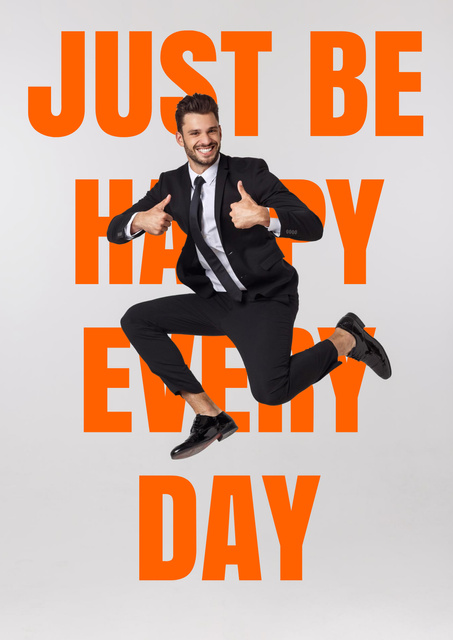 Happy Businessman in Black Suit Poster – шаблон для дизайна