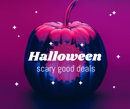 Designvorlage Halloween Store Offer with Bright Pumpkin für Facebook