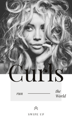 Curls Care Tips with Woman with Messy Hair Instagram Storyデザインテンプレート