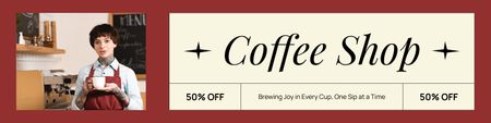 Freshly Brewed Coffee Drink At Half Price In Coffee Shop Twitter Design Template