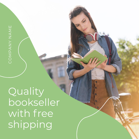 Minőségi könyvesbolt ingyenes kiszállítással Instagram tervezősablon