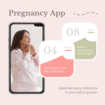 Promoção maravilhosa de aplicativo móvel para gravidez Animated Post Modelo de Design