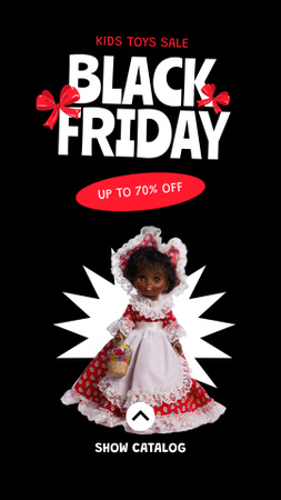 Ontwerpsjabloon van Instagram Story van Toys Sale on Black Friday with Cute Doll