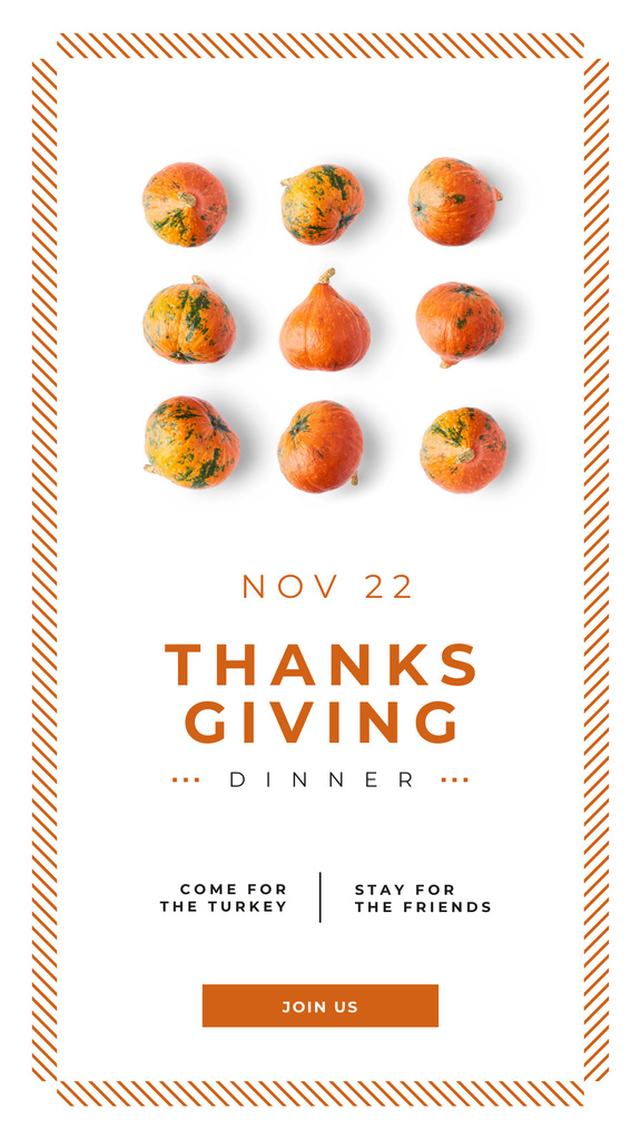 Designvorlage Small pumpkins for Thanksgiving decoration für Instagram Story
