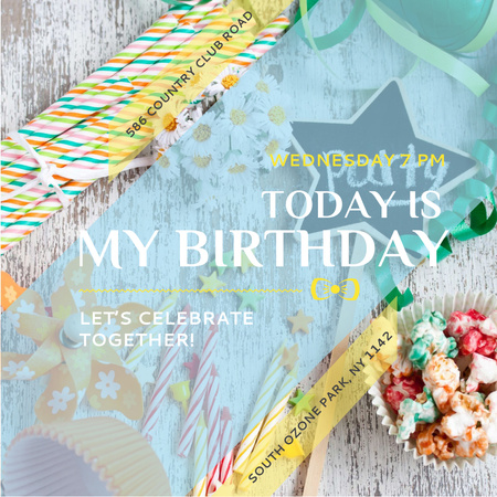 Birthday Party Invitation Bows and Ribbons Instagram AD Modelo de Design