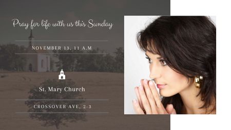 Church invitation with Woman Praying Title – шаблон для дизайну