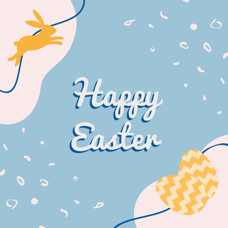 Easter Day Greeting on Blue Instagram Design Template
