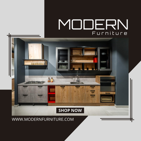 Designvorlage Furniture Ad with Stylish Kitchen für Instagram