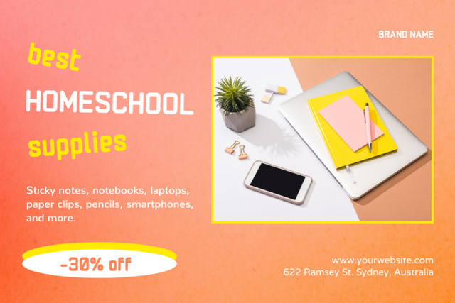 Discount on Best School Supplies for Homeschooling Label Modelo de Design