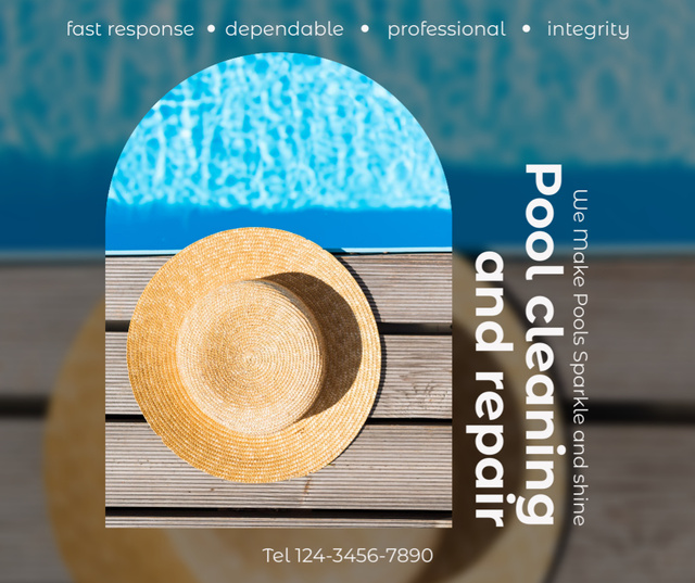 Outdoor Summer Pool Cleaning and Repair Services Facebook Design Template