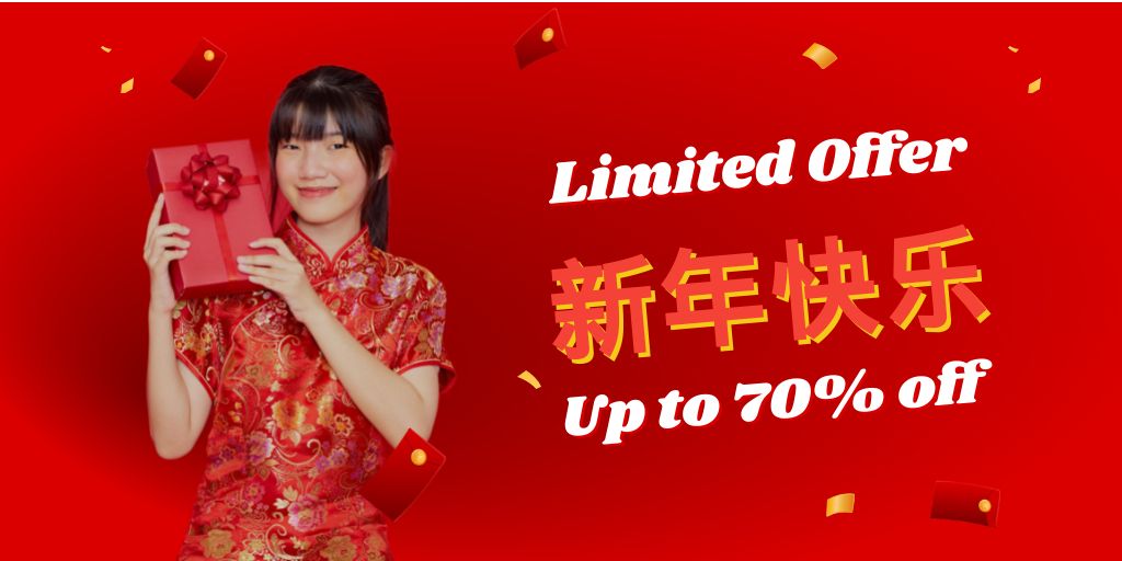 Chinese New Year Discount Offer Twitterデザインテンプレート