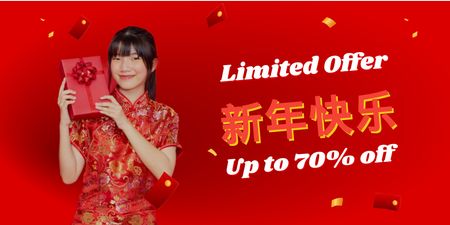 Chinese New Year Discount Offer Twitter Design Template