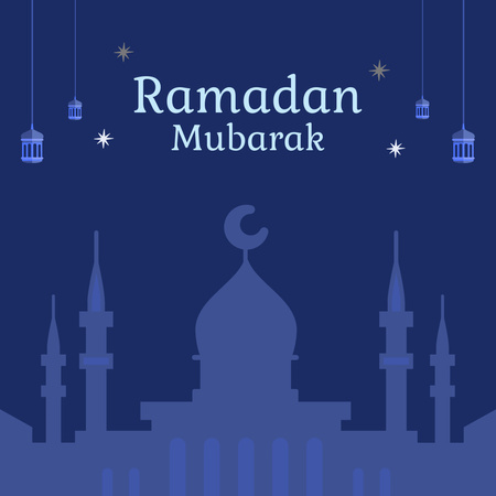 Ramadan Month Announcement on Blue  Instagram Design Template