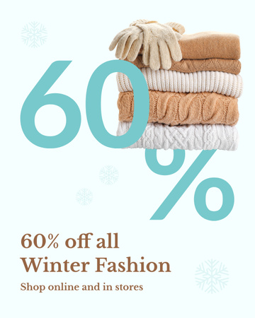 Designvorlage Sale of Winter Fashion with Warm Clothes für Instagram Post Vertical
