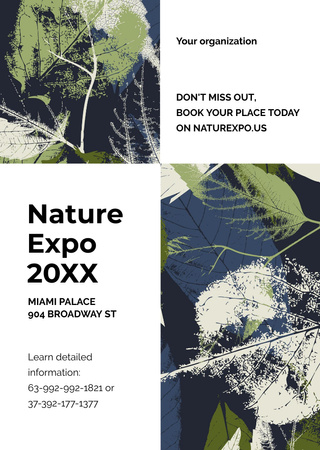 Nature Exposition Announcement with Illustration of Leaves Flyer A6 tervezősablon