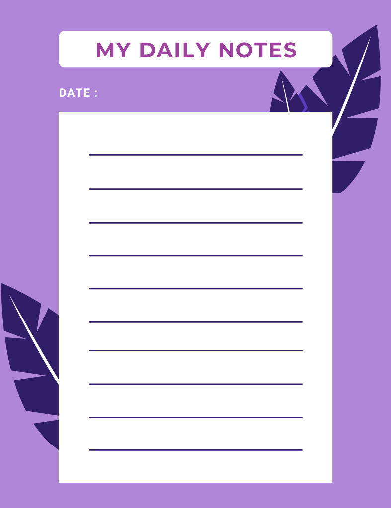 Modèle de visuel Daily Goals Planner with Leaves on Purple - Notepad 107x139mm