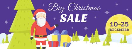 Designvorlage Christmas Holiday Sale with Santa Delivering Gifts für Facebook cover