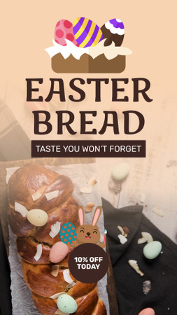 Bread For Easter With Discount And Bunny Instagram Video Story Design Template