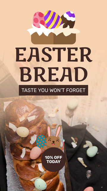Bread For Easter With Discount And Bunny Instagram Video Story Tasarım Şablonu