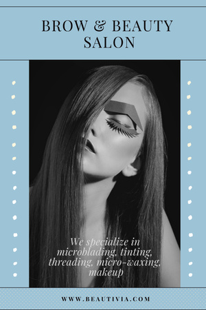 Beauty Salon Ad with Attractive Young Girl Pinterest Tasarım Şablonu