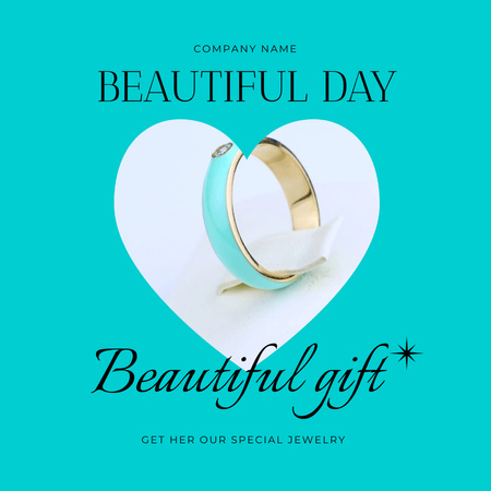 Beautiful Ring for Valentine`s Day In Blue Animated Post Design Template