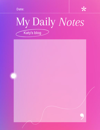 Designvorlage Daily Notes Planner in Pink für Notepad 107x139mm