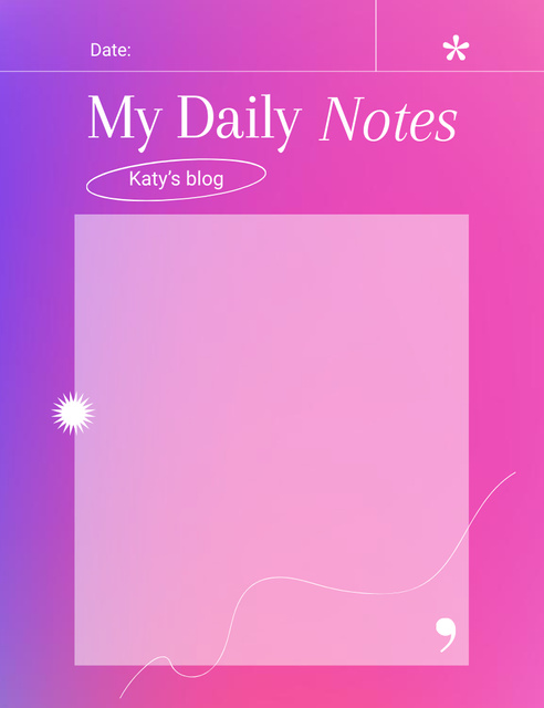 Designvorlage Daily Notes Planner in Vivid Purple Gradient für Notepad 107x139mm