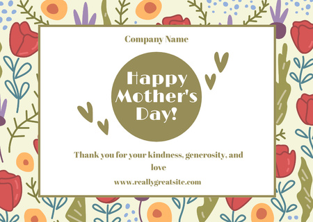 Mother's Day Greeting with Cute Floral Pattern Card Design Template