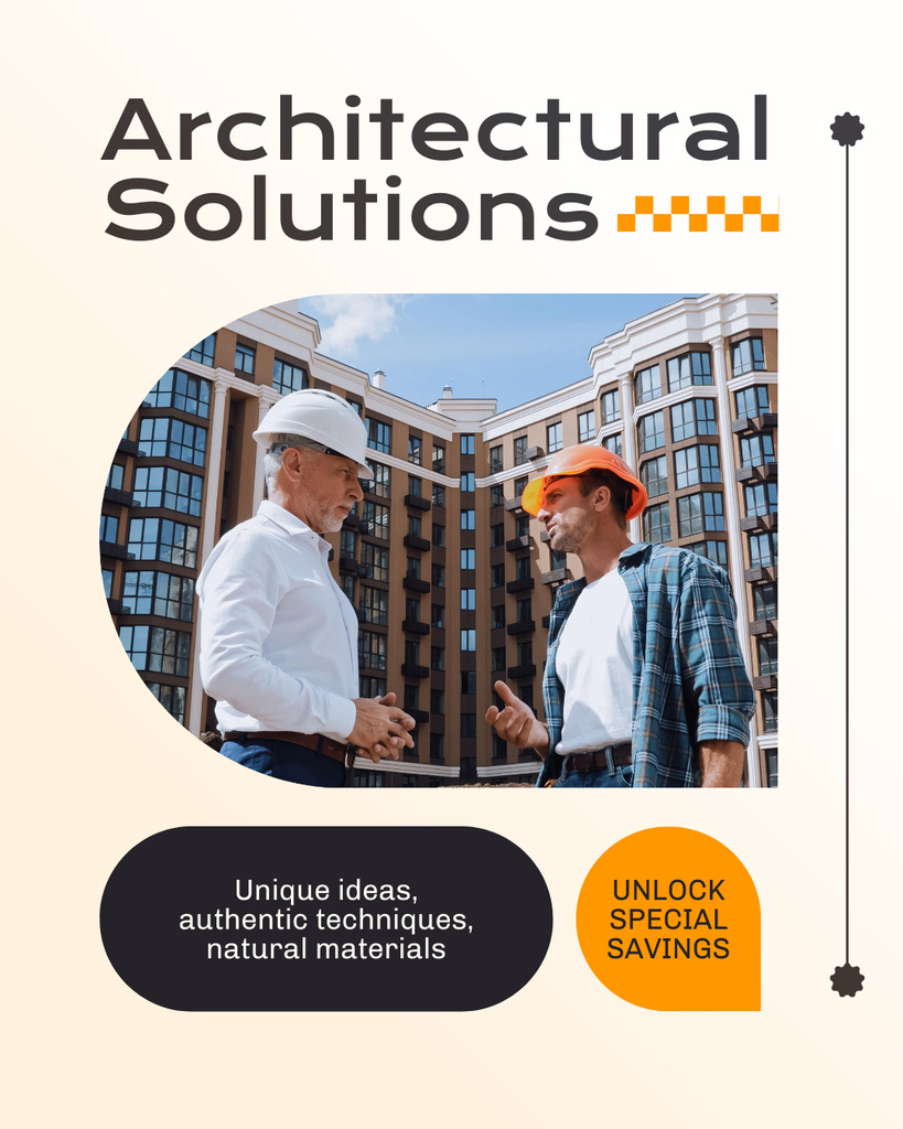 Architectural Solutions With Unique Ideas Offer Instagram Post Vertical Modelo de Design