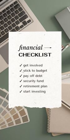 Ontwerpsjabloon van Graphic van financiële checklist op werktafel