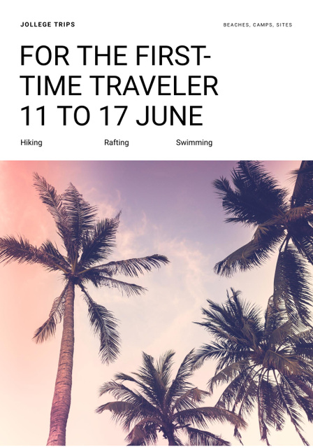 Ontwerpsjabloon van Poster 28x40in van Students Tours Offer Ad with Palm Trees