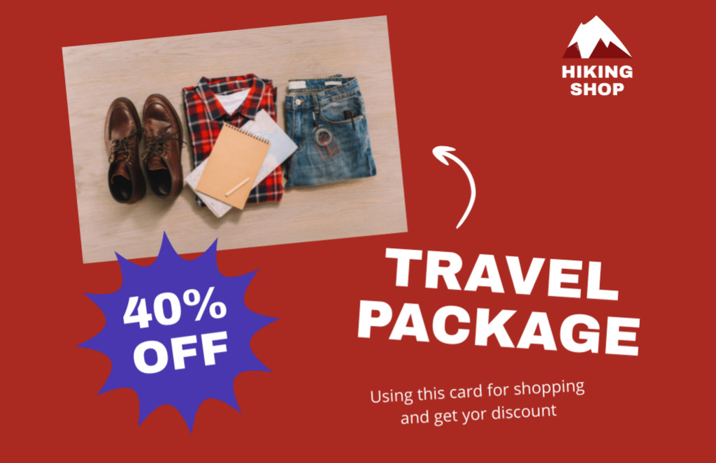 Designvorlage Travel Packages Sale Promo on Red für Thank You Card 5.5x8.5in