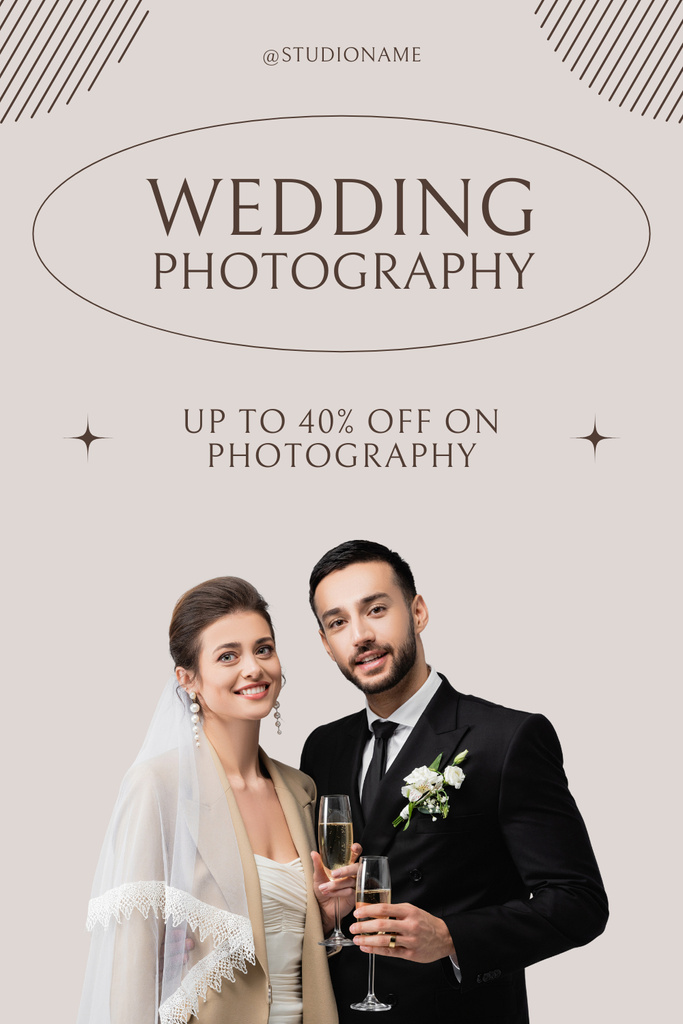 Discount on Wedding Photography Services Pinterest Modelo de Design