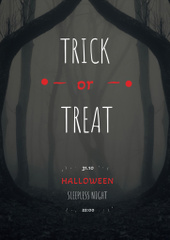 Halloween Night Events Invitation with Scary Forest