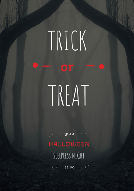 Halloween Night Events Invitation with Scary Forest Flyer A4 Design Template