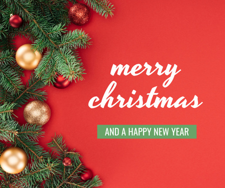 Designvorlage Winter Holidays Greeting with Christmas Tree für Facebook