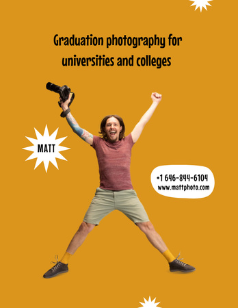 Platilla de diseño Graduation Photography Services Offer with Excited Photographer Flyer 8.5x11in