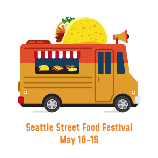 Van delivering street Food Animated Post Design Template