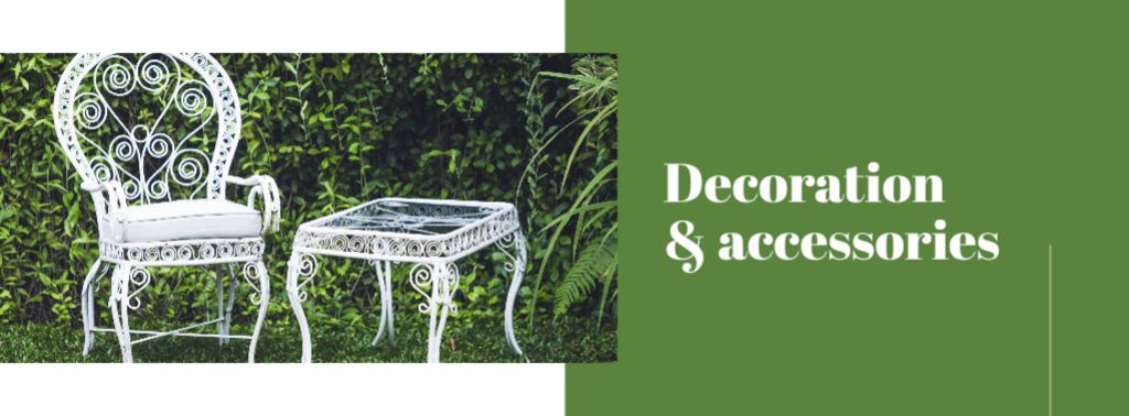 Ontwerpsjabloon van Facebook cover van Decoration and Accessories Offer with Chair and Table