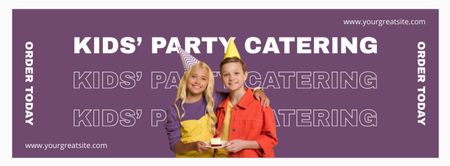Plantilla de diseño de Anuncio de servicios de catering para fiestas infantiles con chicas guapas Facebook cover 