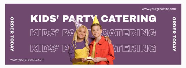 Kids' Party Catering Services Ad with Cute Girls Facebook cover Modelo de Design
