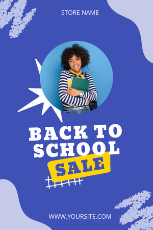 School Supplies Sale with African American Student Pinterest Design Template