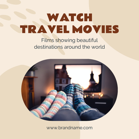 Couple is Watching Travel Movies at Home Instagram Design Template
