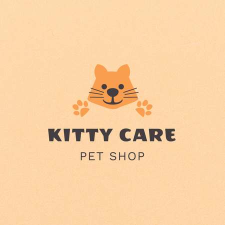 Pet Shop Ad on Beige Emblem Logo 1080x1080pxデザインテンプレート