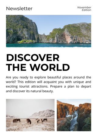 Template di design viaggia e scopri il mondo Newsletter