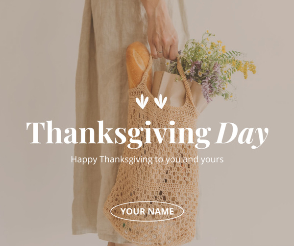 Woman with Groceries Bag on Thanksgiving