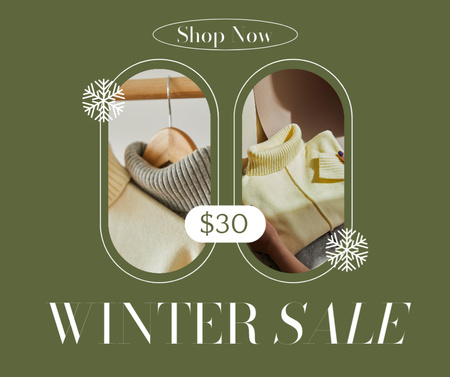 Ontwerpsjabloon van Facebook van Collage with Winter Sale Clothes Announcement