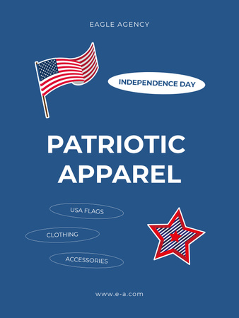 Patriotic Apparel Sale Announcement for USA Independence Day Poster 36x48in tervezősablon